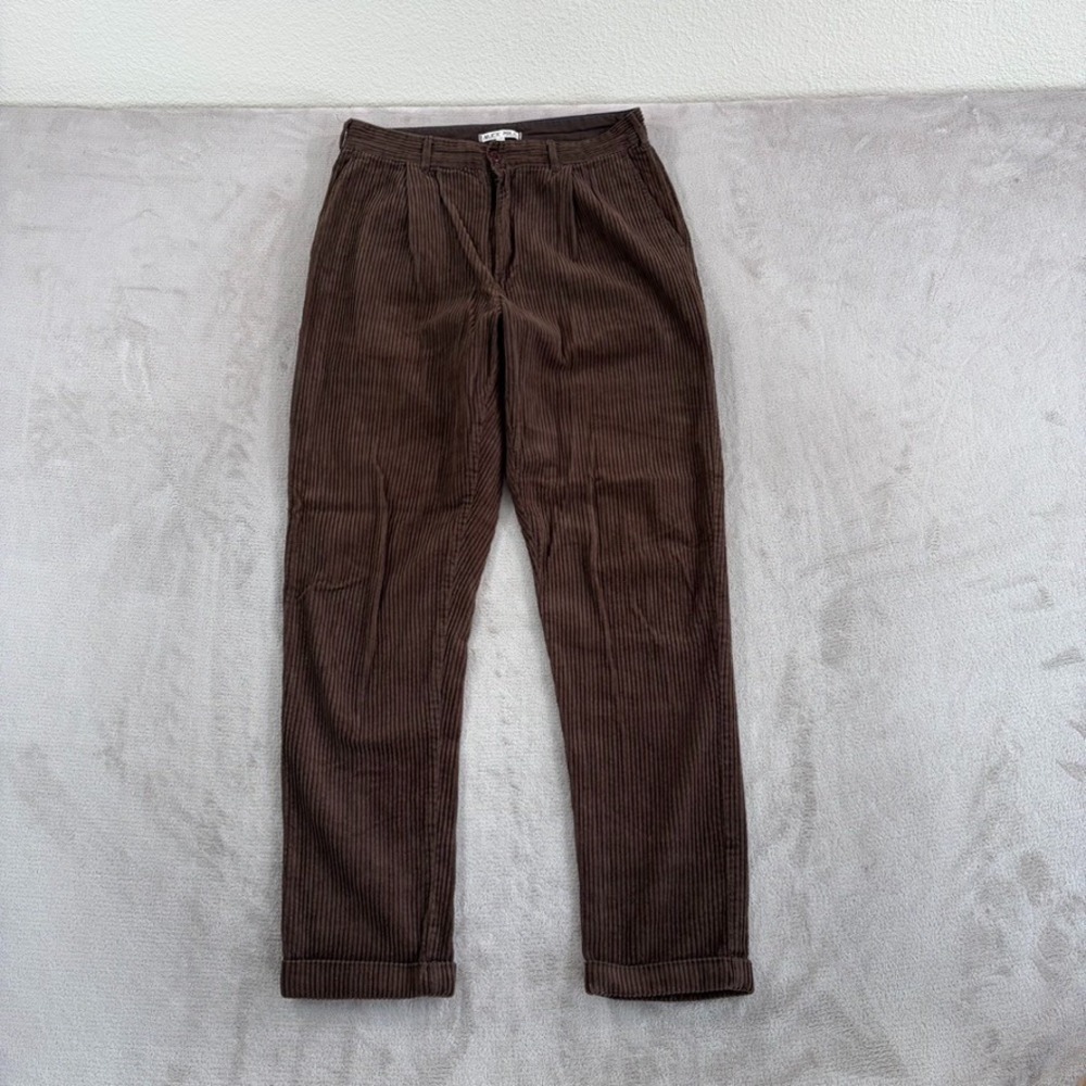 Alex Mill Pleated Wale Corduroy Cuffed Trouser Pants in Brown Men 29Lx30